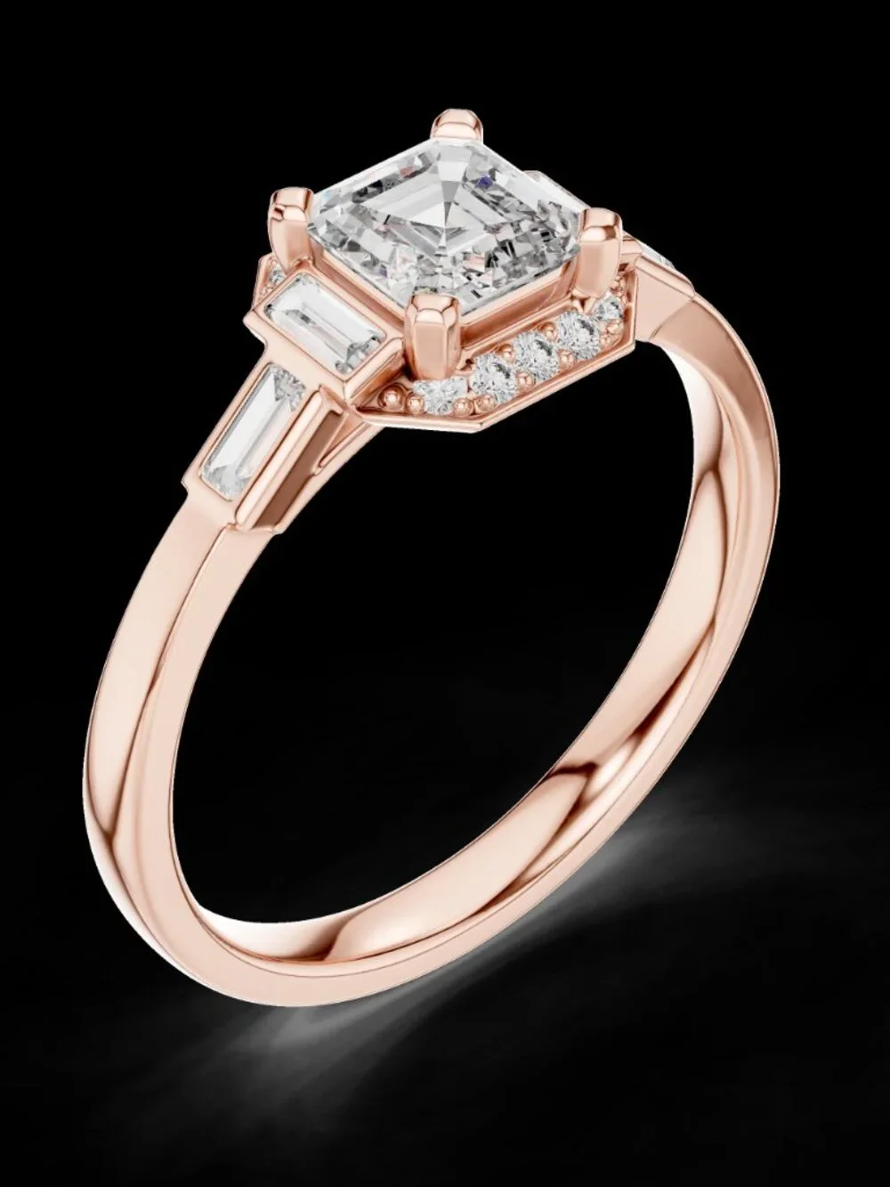2ct Asscher Cut Lab Grown Diamond IGI Cert 14K Solid Gold Ring Everyday Wear